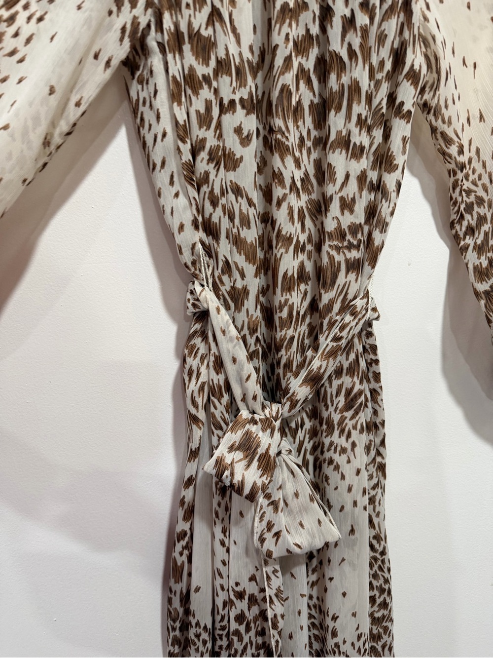 JBS Women’s Brown Animal Print Sheer Chiffon Midi Dress Belted 18W - Picture 4 of 9